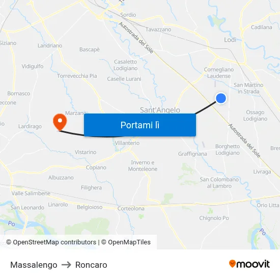 Massalengo to Roncaro map