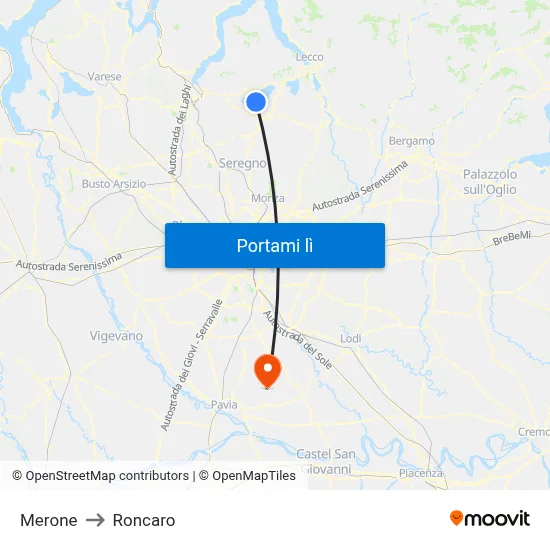 Merone to Roncaro map