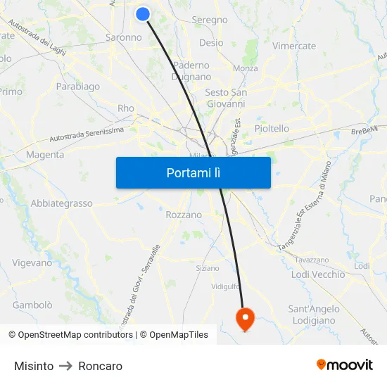 Misinto to Roncaro map