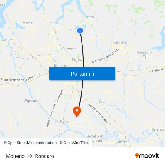 Molteno to Roncaro map