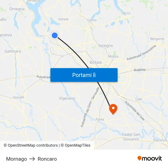 Mornago to Roncaro map