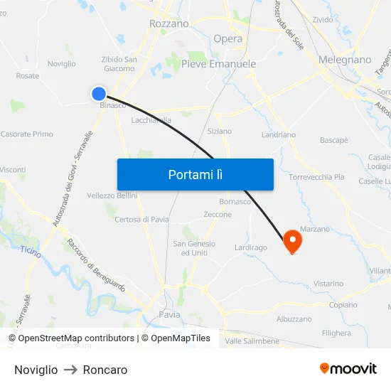 Noviglio to Roncaro map