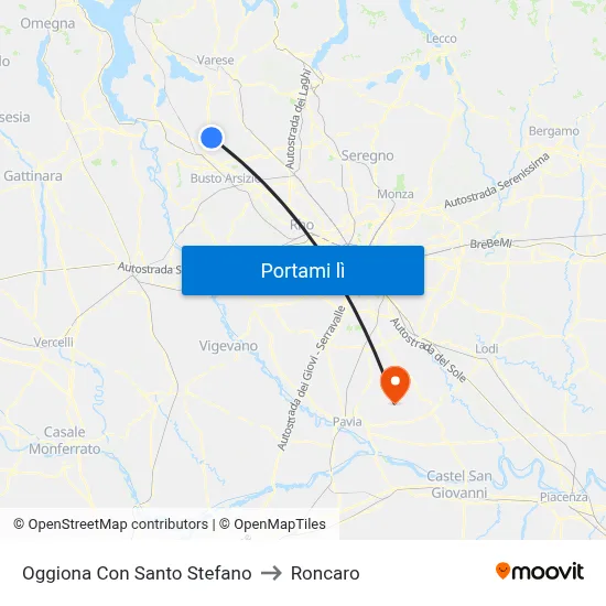 Oggiona Con Santo Stefano to Roncaro map