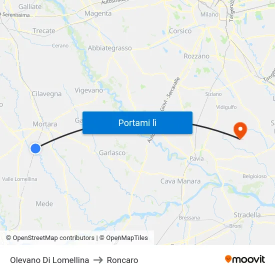 Olevano Di Lomellina to Roncaro map