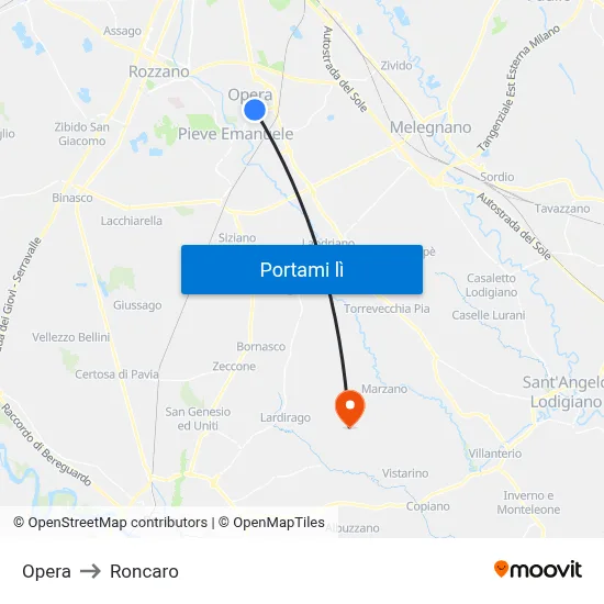 Opera to Roncaro map