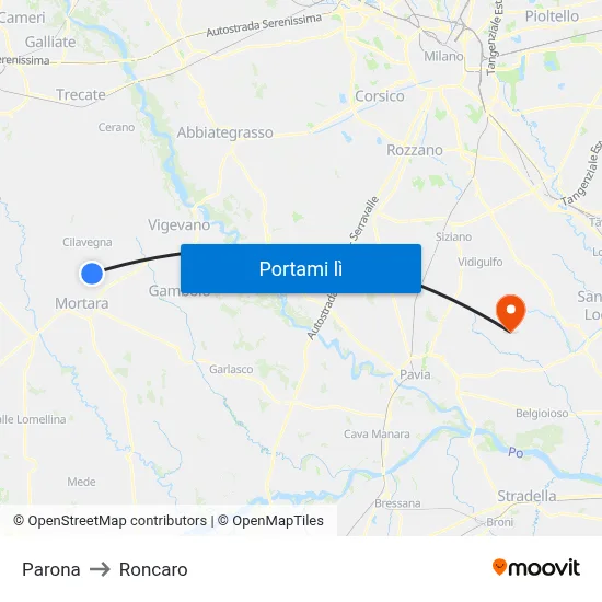 Parona to Roncaro map