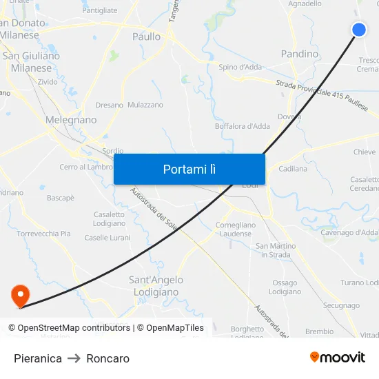 Pieranica to Roncaro map