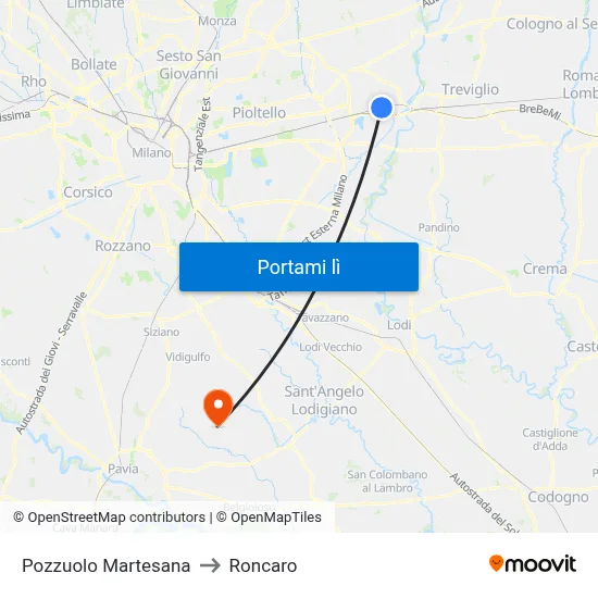 Pozzuolo Martesana to Roncaro map