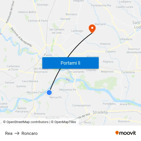 Rea to Roncaro map