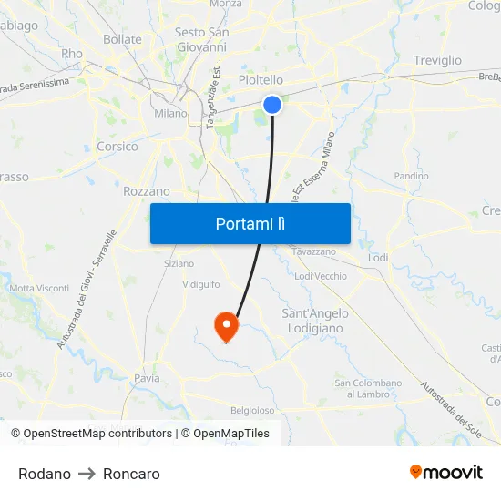 Rodano to Roncaro map