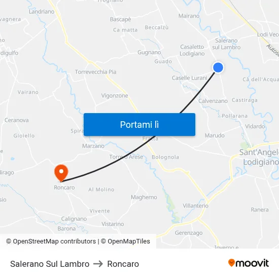 Salerano Sul Lambro to Roncaro map