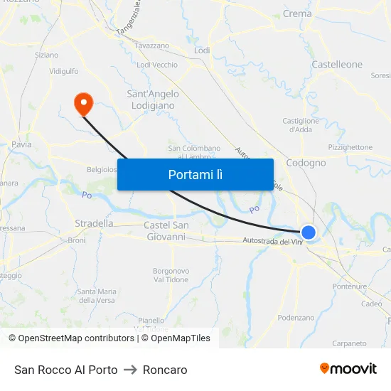 San Rocco Al Porto to Roncaro map