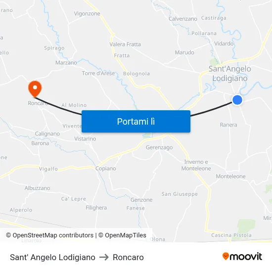 Sant' Angelo Lodigiano to Roncaro map