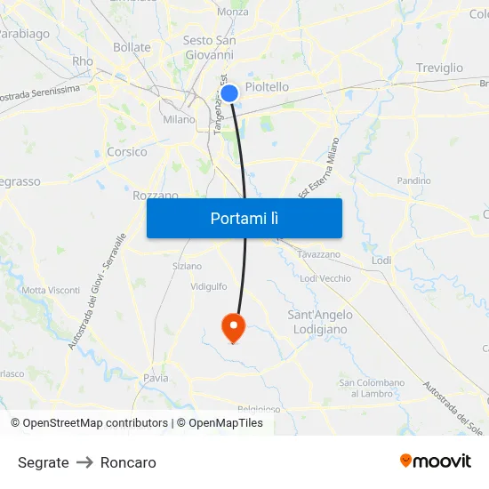 Segrate to Roncaro map