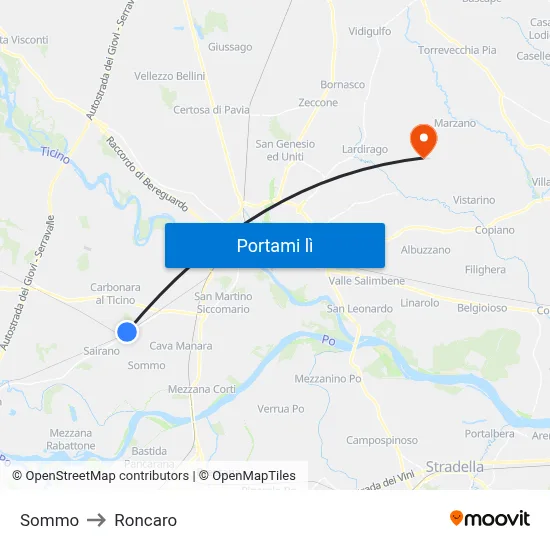 Sommo to Roncaro map