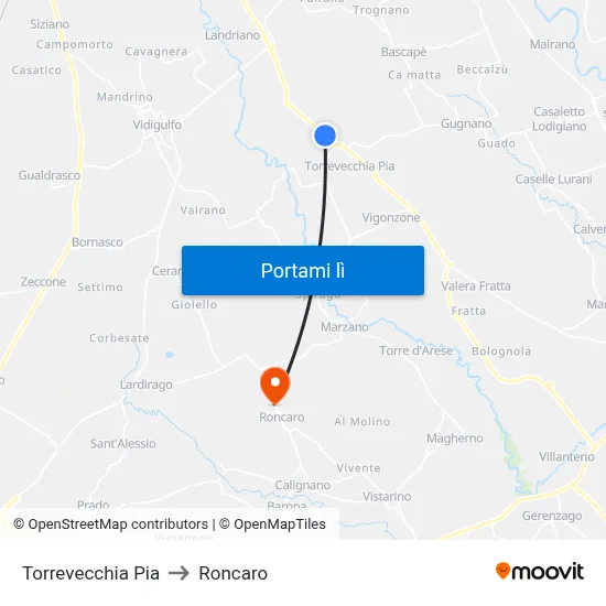 Torrevecchia Pia to Roncaro map