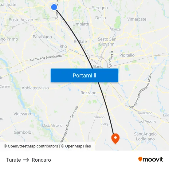 Turate to Roncaro map