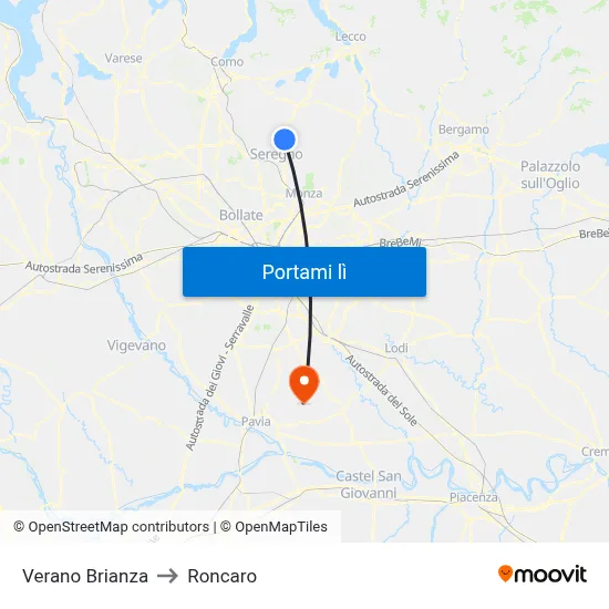 Verano Brianza to Roncaro map