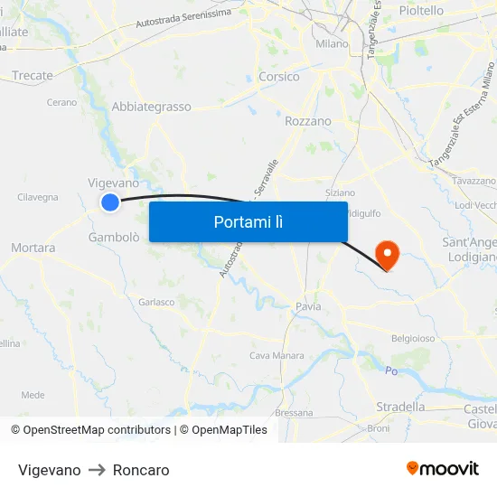 Vigevano to Roncaro map