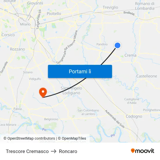 Trescore Cremasco to Roncaro map