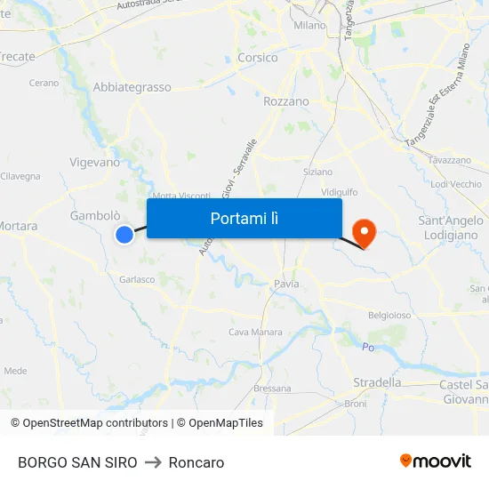 BORGO SAN SIRO to Roncaro map