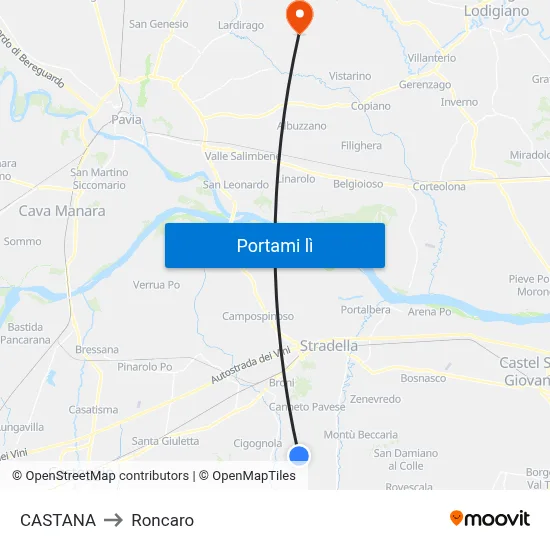 CASTANA to Roncaro map