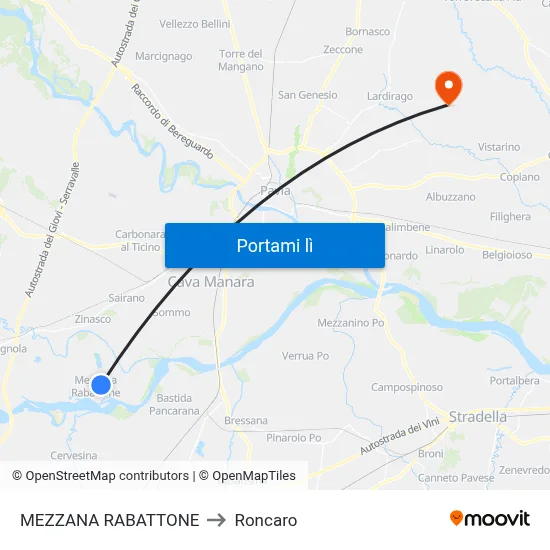 MEZZANA RABATTONE to Roncaro map