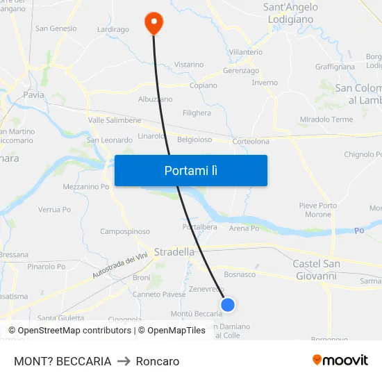 MONT? BECCARIA to Roncaro map