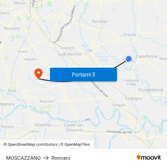 MOSCAZZANO to Roncaro map