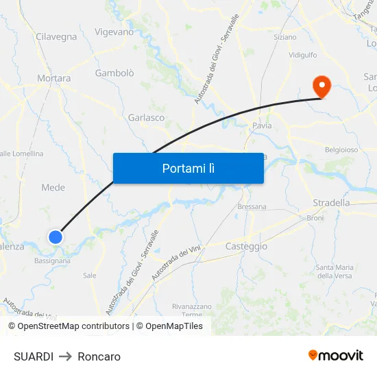 SUARDI to Roncaro map