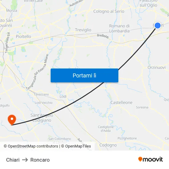 Chiari to Roncaro map