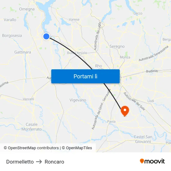 Dormelletto to Roncaro map