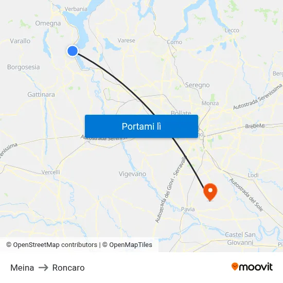 Meina to Roncaro map