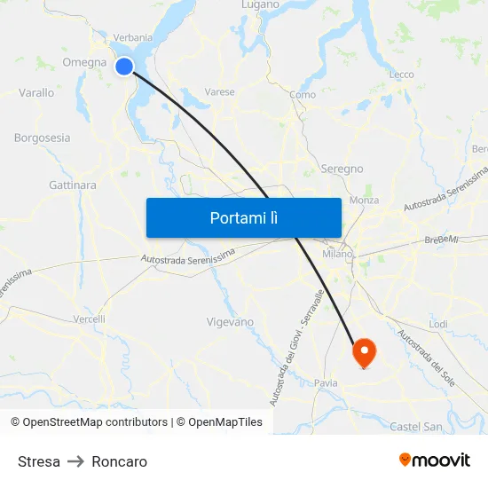Stresa to Roncaro map