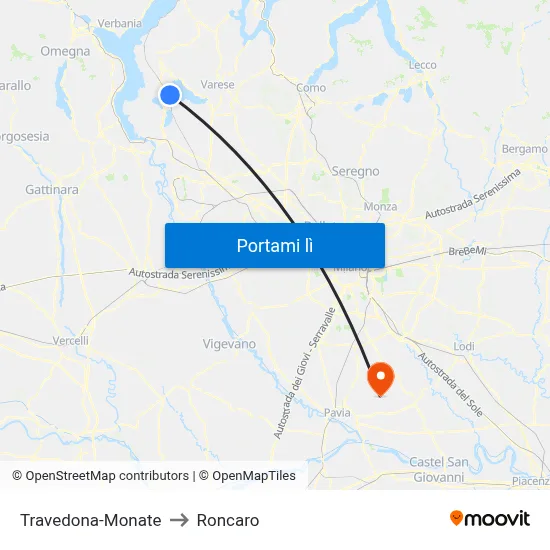 Travedona-Monate to Roncaro map