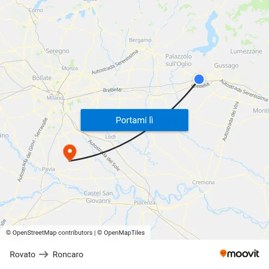 Rovato to Roncaro map