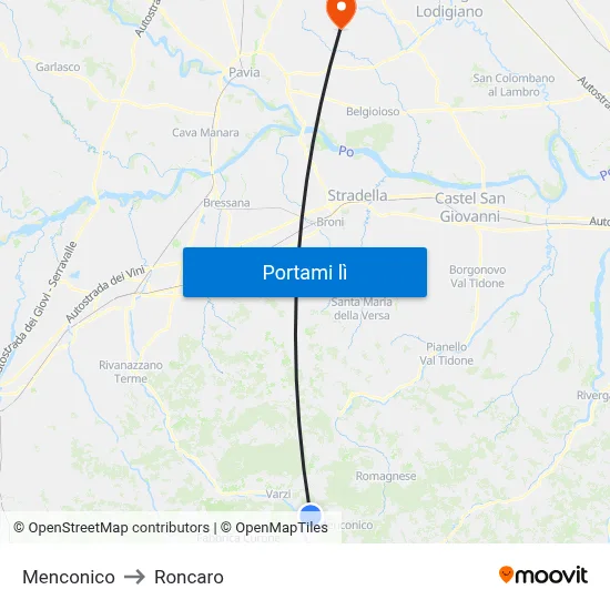 Menconico to Roncaro map
