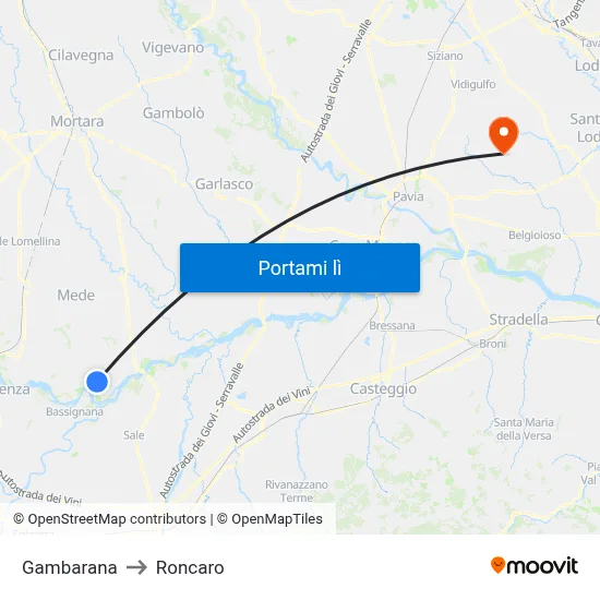 Gambarana to Roncaro map