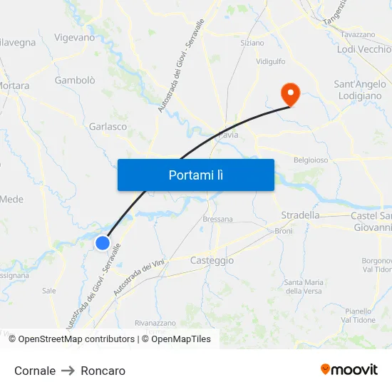 Cornale to Roncaro map