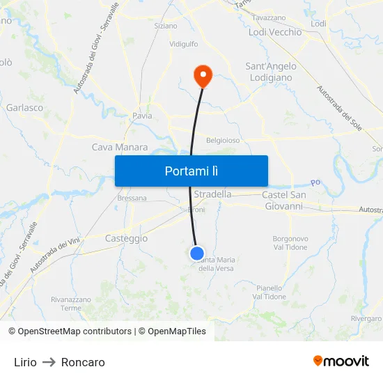 Lirio to Roncaro map