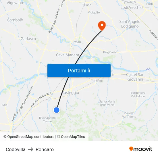 Codevilla to Roncaro map