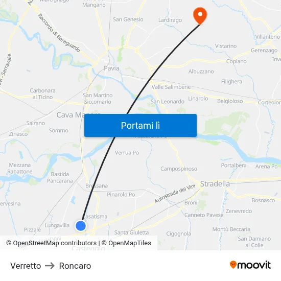 Verretto to Roncaro map