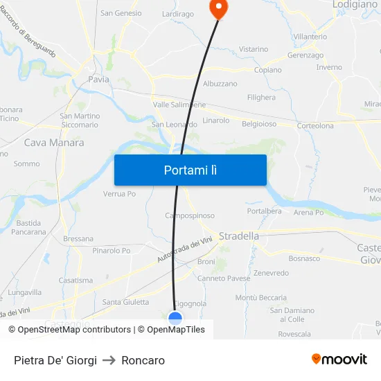 Pietra De' Giorgi to Roncaro map