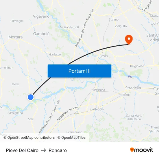 Pieve Del Cairo to Roncaro map