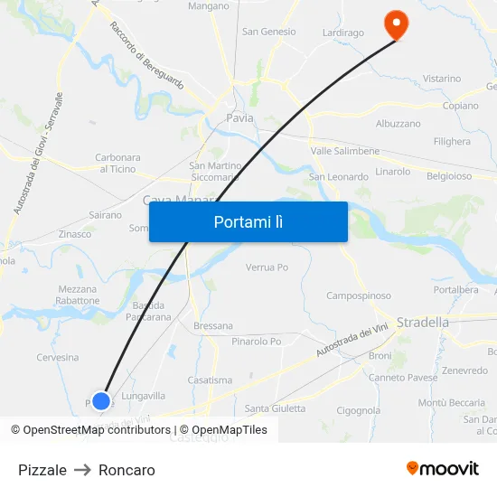 Pizzale to Roncaro map