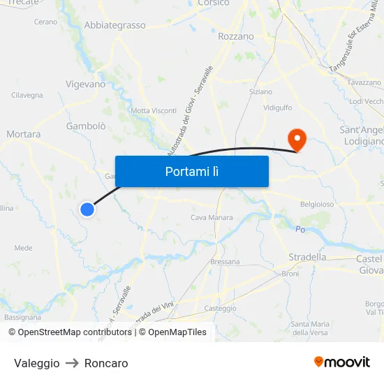 Valeggio to Roncaro map