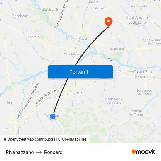 Rivanazzano to Roncaro map