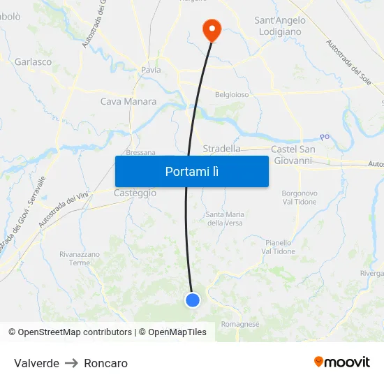 Valverde to Roncaro map