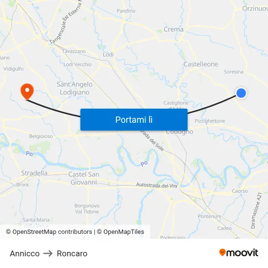 Annicco to Roncaro map