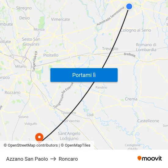 Azzano San Paolo to Roncaro map